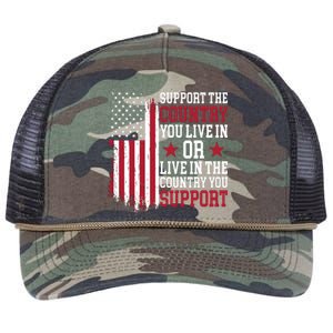 Support The Country You Live In Or Live In The Country You Support Retro Rope Trucker Hat Cap