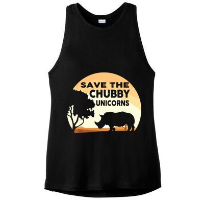 Save The Chubby Unicorns Fat Rhino Funny Ladies PosiCharge Tri-Blend Wicking Tank