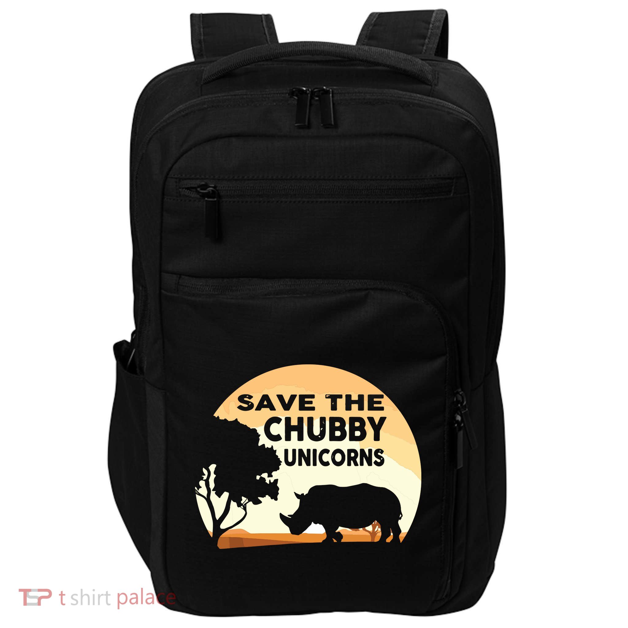 Save The Chubby Unicorns Fat Rhino Funny Impact Tech Backpack