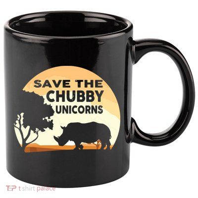 Save The Chubby Unicorns Fat Rhino Funny 11oz C Handle Ceramic Mug