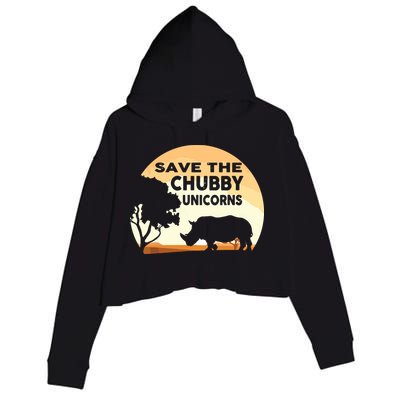 Save The Chubby Unicorns Fat Rhino Funny Crop Fleece Hoodie