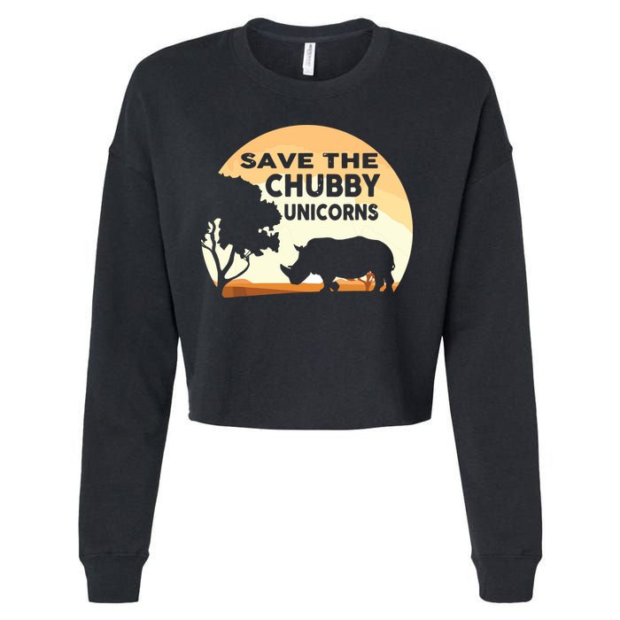 Save The Chubby Unicorns Fat Rhino Funny Cropped Pullover Crew