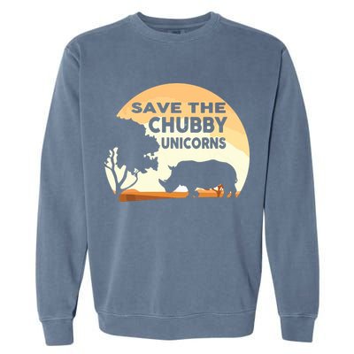 Save The Chubby Unicorns Fat Rhino Funny Garment-Dyed Sweatshirt