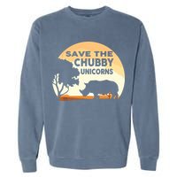 Save The Chubby Unicorns Fat Rhino Funny Garment-Dyed Sweatshirt