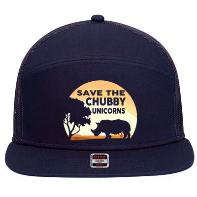 Save The Chubby Unicorns Fat Rhino Funny 7 Panel Mesh Trucker Snapback Hat