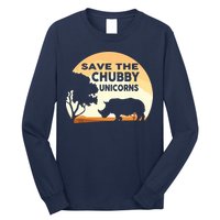 Save The Chubby Unicorns Fat Rhino Funny Long Sleeve Shirt