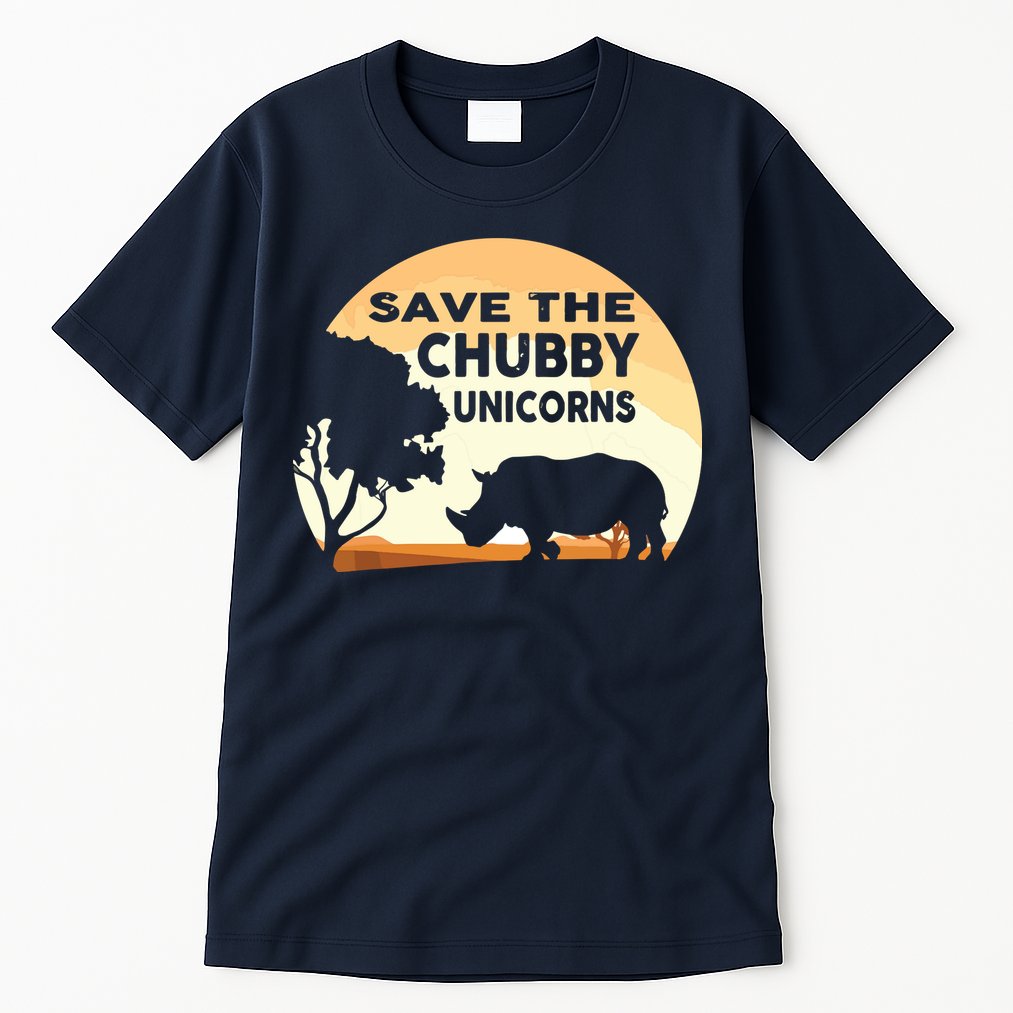 Save The Chubby Unicorns Fat Rhino Funny Tall T-Shirt