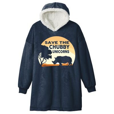 Save The Chubby Unicorns Fat Rhino Funny Hooded Wearable Blanket