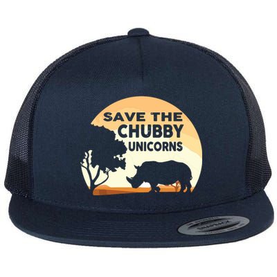 Save The Chubby Unicorns Fat Rhino Funny Flat Bill Trucker Hat