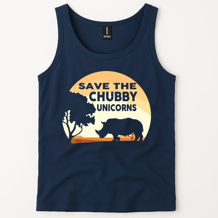 Save The Chubby Unicorns Fat Rhino Funny Tank Top