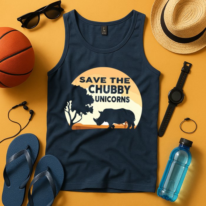 Save The Chubby Unicorns Fat Rhino Funny Tank Top