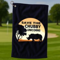 Save The Chubby Unicorns Fat Rhino Funny Golf Towel