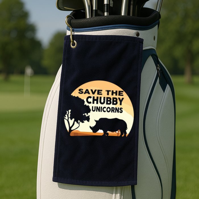 Save The Chubby Unicorns Fat Rhino Funny Golf Towel