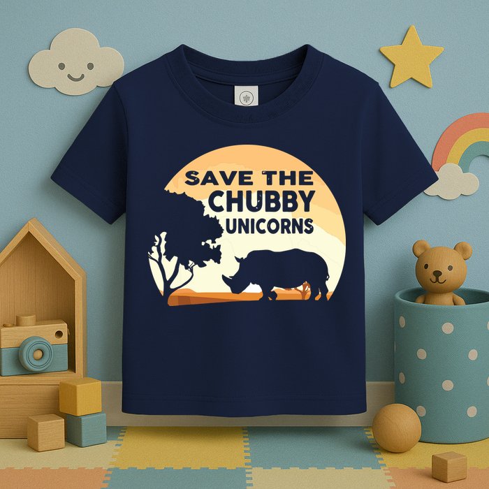 Save The Chubby Unicorns Fat Rhino Funny Toddler T-Shirt