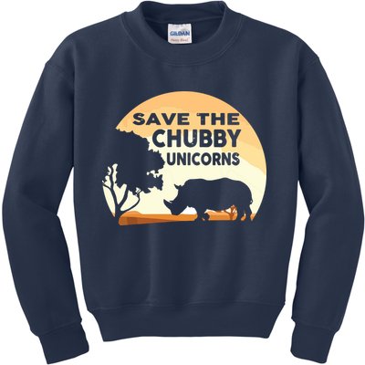 Save The Chubby Unicorns Fat Rhino Funny Kids Sweatshirt
