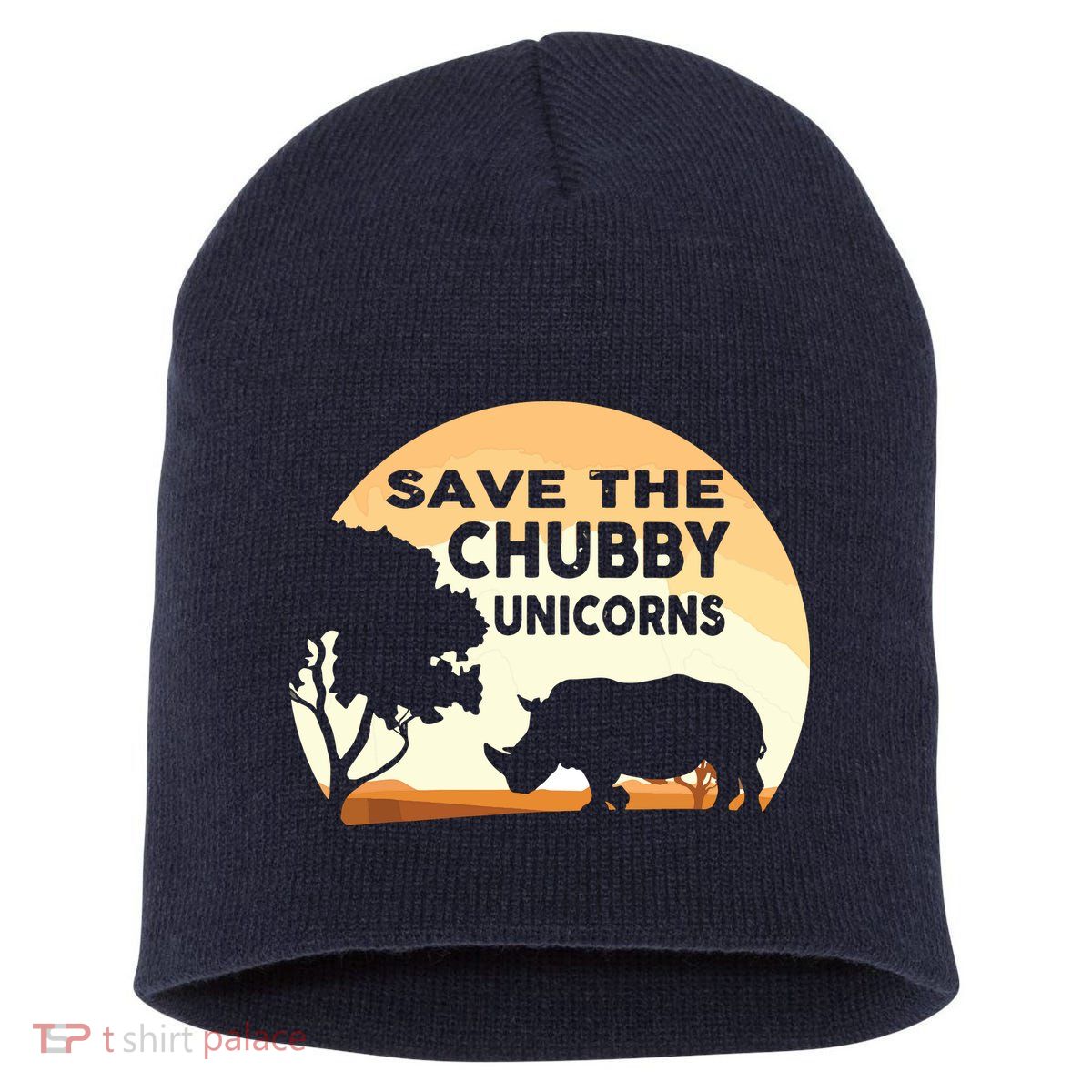 Save The Chubby Unicorns Fat Rhino Funny Short Acrylic Beanie