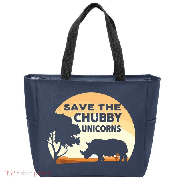 Save The Chubby Unicorns Fat Rhino Funny Zip Tote Bag