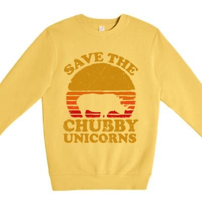 Save The Chubby Unicorns Retro Rhino Gift Premium Crewneck Sweatshirt