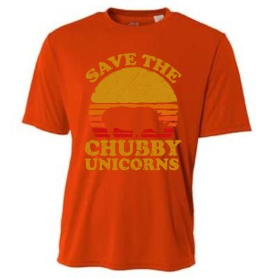 Save The Chubby Unicorns Retro Rhino Gift Cooling Performance Crew T-Shirt