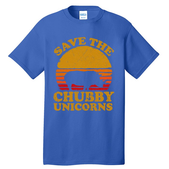 Save The Chubby Unicorns Retro Rhino Gift Tall T-Shirt