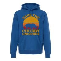 Save The Chubby Unicorns Retro Rhino Gift Premium Hoodie