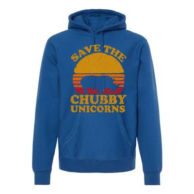 Save The Chubby Unicorns Retro Rhino Gift Premium Hoodie