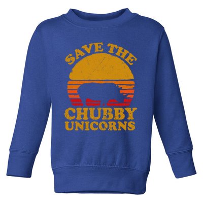 Save The Chubby Unicorns Retro Rhino Gift Toddler Sweatshirt