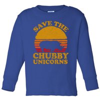 Save The Chubby Unicorns Retro Rhino Gift Toddler Long Sleeve Shirt