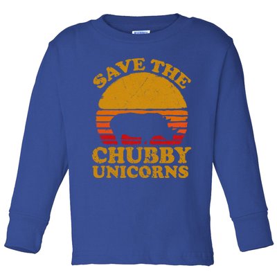 Save The Chubby Unicorns Retro Rhino Gift Toddler Long Sleeve Shirt