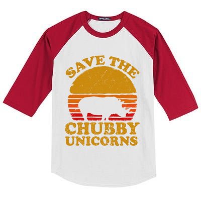 Save The Chubby Unicorns Retro Rhino Gift Kids Colorblock Raglan Jersey