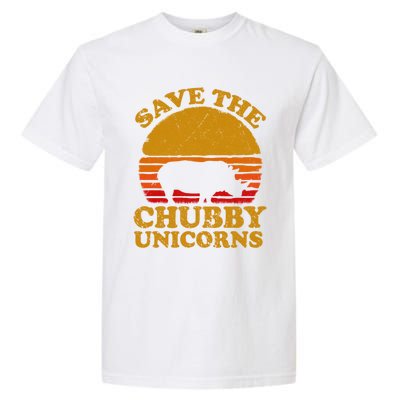 Save The Chubby Unicorns Retro Rhino Gift Garment-Dyed Heavyweight T-Shirt