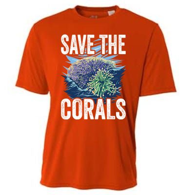 Save The Corals Coral Reefs Scuba Diver Marine Biologist Cool Gift Cooling Performance Crew T-Shirt