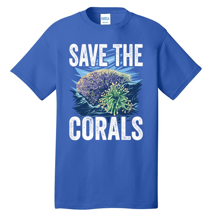 Save The Corals Coral Reefs Scuba Diver Marine Biologist Cool Gift Tall T-Shirt