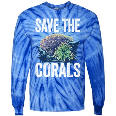 Save The Corals Coral Reefs Scuba Diver Marine Biologist Cool Gift Tie-Dye Long Sleeve Shirt