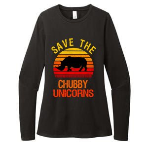 Save The Chubby Unicorns Retro Style Rhino Meaningful Gift Womens CVC Long Sleeve Shirt