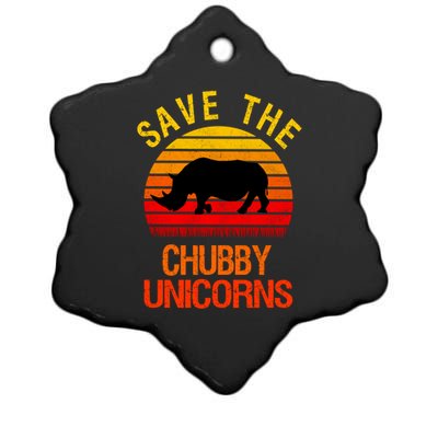 Save The Chubby Unicorns Retro Style Rhino Meaningful Gift Ceramic Star Ornament