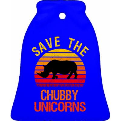 Save The Chubby Unicorns Retro Style Rhino Meaningful Gift Ceramic Bell Ornament