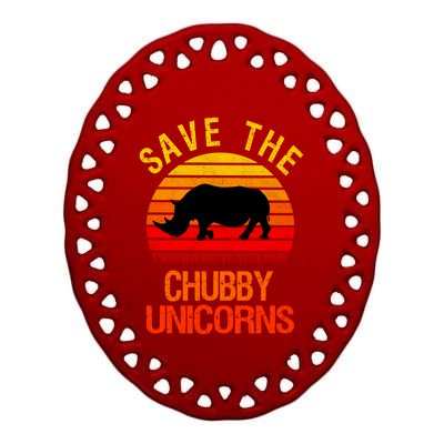 Save The Chubby Unicorns Retro Style Rhino Meaningful Gift Ceramic Oval Ornament