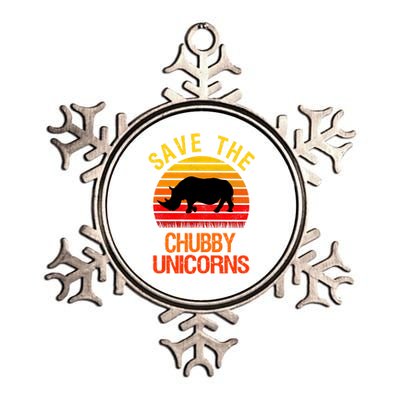 Save The Chubby Unicorns Retro Style Rhino Meaningful Gift Metallic Star Ornament