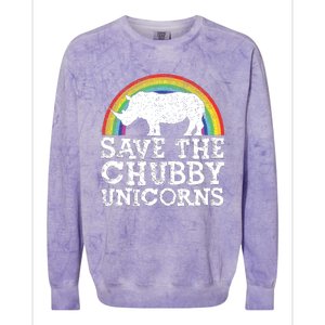 SAVE THE CHUBBY UNICORNS Gift Rhino Conservation Rainbow Colorblast Crewneck Sweatshirt