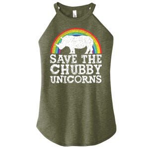 SAVE THE CHUBBY UNICORNS Gift Rhino Conservation Rainbow Women’s Perfect Tri Rocker Tank