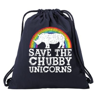 SAVE THE CHUBBY UNICORNS Gift Rhino Conservation Rainbow Drawstring Bag