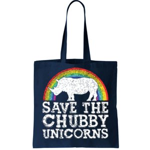 SAVE THE CHUBBY UNICORNS Gift Rhino Conservation Rainbow Tote Bag