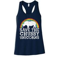 SAVE THE CHUBBY UNICORNS Gift Rhino Conservation Rainbow Women's Racerback Tank