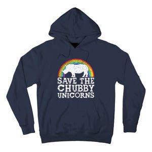 SAVE THE CHUBBY UNICORNS Gift Rhino Conservation Rainbow Tall Hoodie