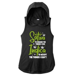 Sativa To Change The Things I Can Indica Cannabis Weed Leaf Ladies PosiCharge Tri-Blend Wicking Draft Hoodie Tank