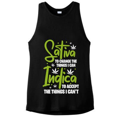 Sativa To Change The Things I Can Indica Cannabis Weed Leaf Ladies PosiCharge Tri-Blend Wicking Tank