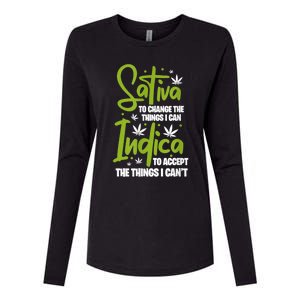 Sativa To Change The Things I Can Indica Cannabis Weed Leaf Womens Cotton Relaxed Long Sleeve T-Shirt