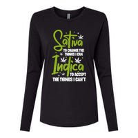 Sativa To Change The Things I Can Indica Cannabis Weed Leaf Womens Cotton Relaxed Long Sleeve T-Shirt