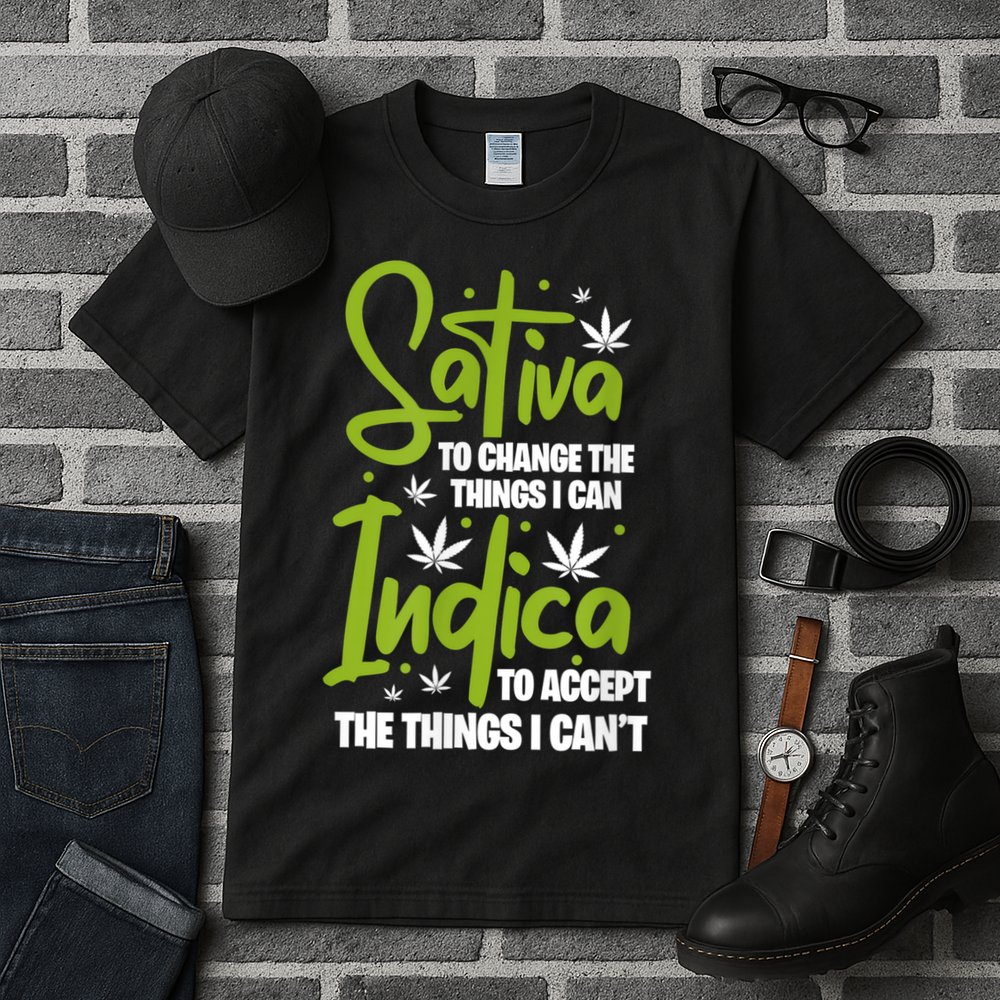 Sativa To Change The Things I Can Indica Cannabis Weed Leaf Tall T-Shirt
